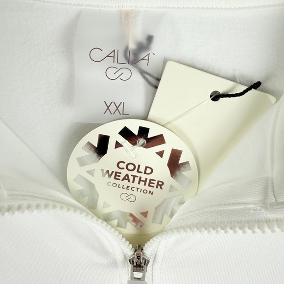 CALIA Womens Cold Dash 1/4 Zip Long‎ Sleeve Pullover Top Size XXL White NWT - Picture 10 of 11